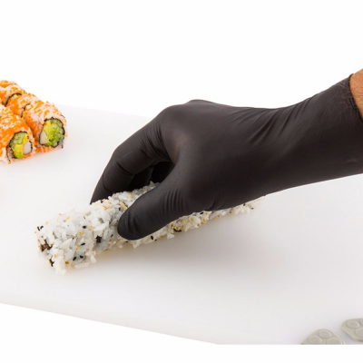 قفازات خالية من مسحوق النتريل: سوداء