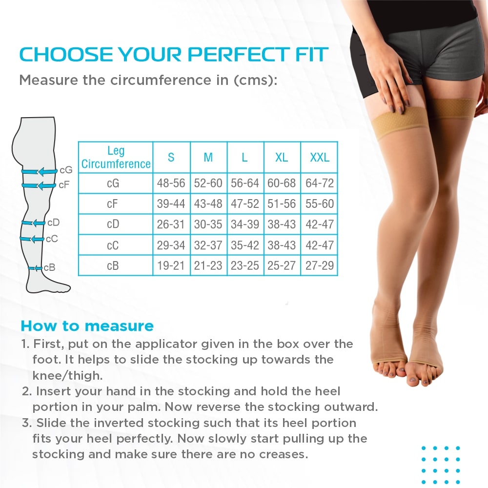 Medical Compression Thigh Length – Class 2 | Improves Circulation & Relieves Swollen Legs (Beige)