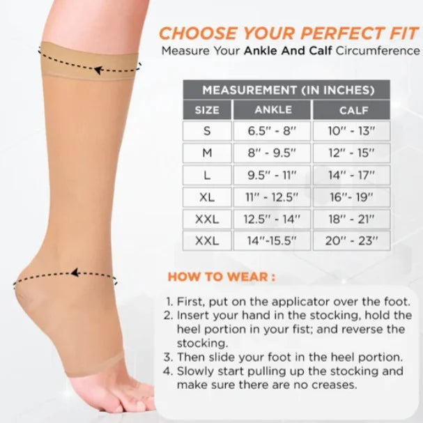 Medical Compression Stocking – Knee Length (Beige)