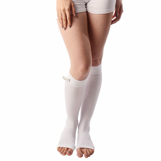 Anti-Embolism Knee Support | Improves Circulation (White)