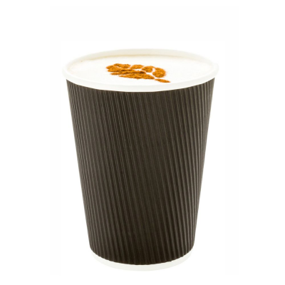 Black Ripple Wrap Hot Cup With Black Lid: 50 Pieces