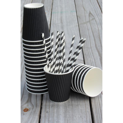 Black Ripple Wrap Hot Cup With Black Lid: 50 Pieces