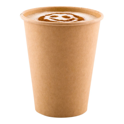 Kraft Paper Hot Cup With White Lid: 50 Pieces