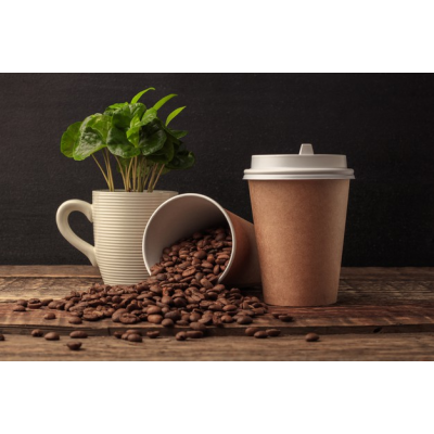 Kraft Paper Hot Cup With White Lid: 50 Pieces