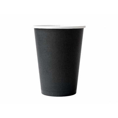 Black Paper Hot Cup With Black Lid: 50 Pieces