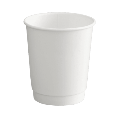 White Double Wall Paper Cup With White Lid: 50 Pieces