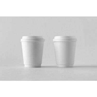 White Double Wall Paper Cup With White Lid: 50 Pieces