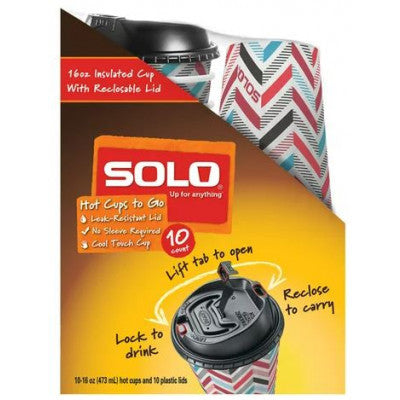 SOLO Paper Cup With Black Reclosable Lid: 16oz