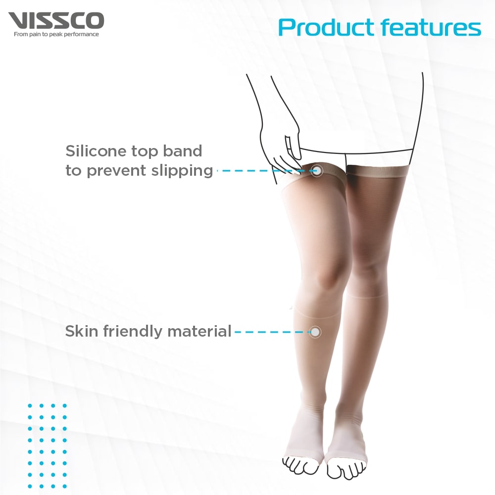 Anti-Embolism Thigh Stockings with Silicone Bands