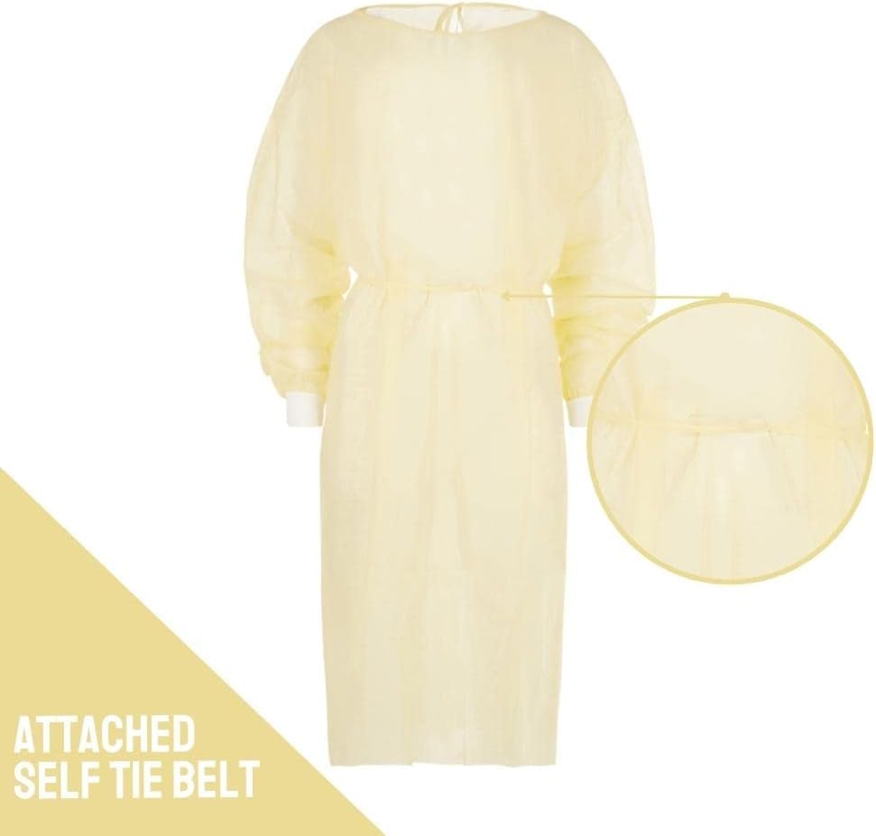 Protective Gown With Cuff: Yellow - Full Sleeve