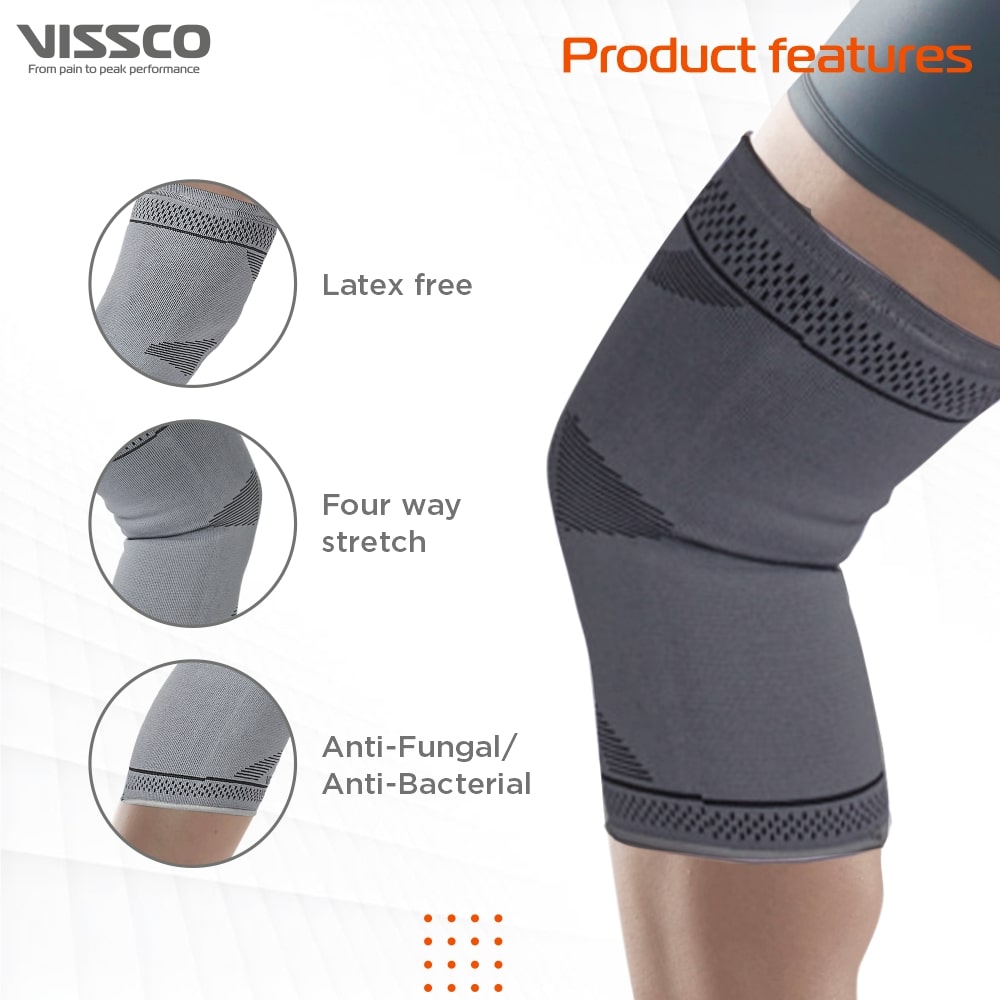 2D Stretch Knee Sleeve Pair – Mild Knee Support (Grey)