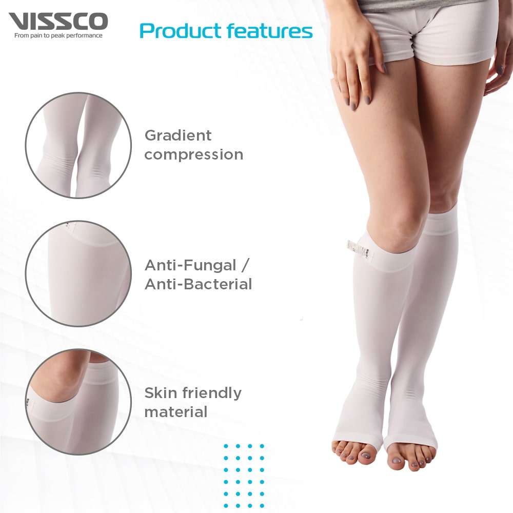 Anti-Embolism Knee Support | Improves Circulation (White)