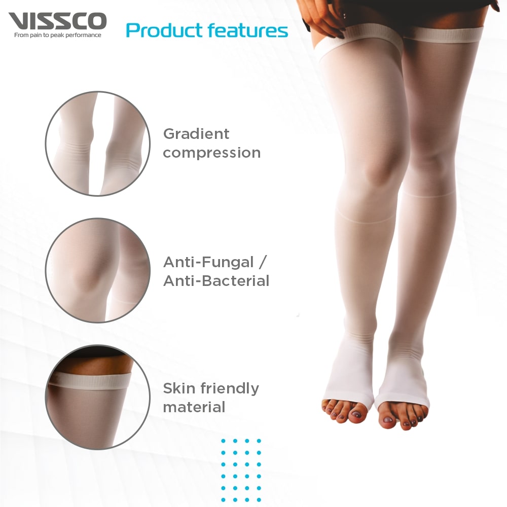 Anti-Embolism Thigh Stockings with Silicone Bands