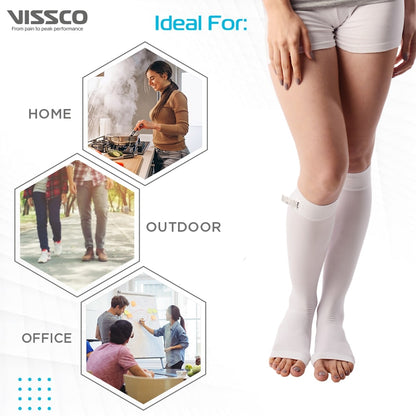 Anti-Embolism Knee Support | Improves Circulation (White)