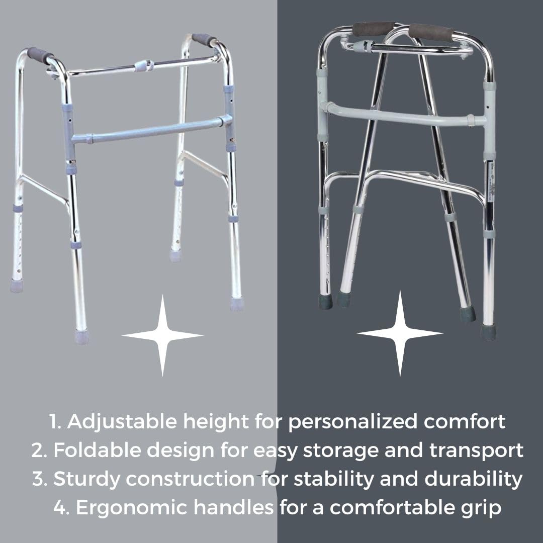 Adjustable Folding Walker for Seniors and Mobility Support