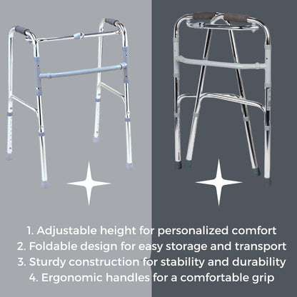 Adjustable Folding Walker for Seniors and Mobility Support