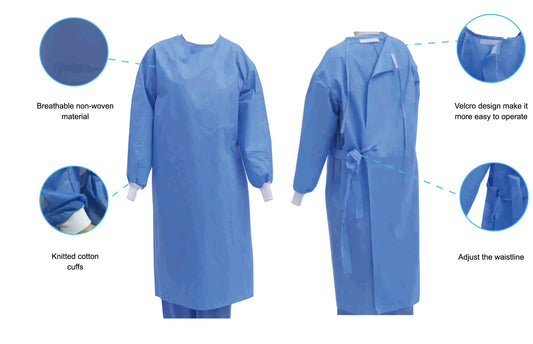 Protective Gown With Cuff: Blue - Full Sleeve